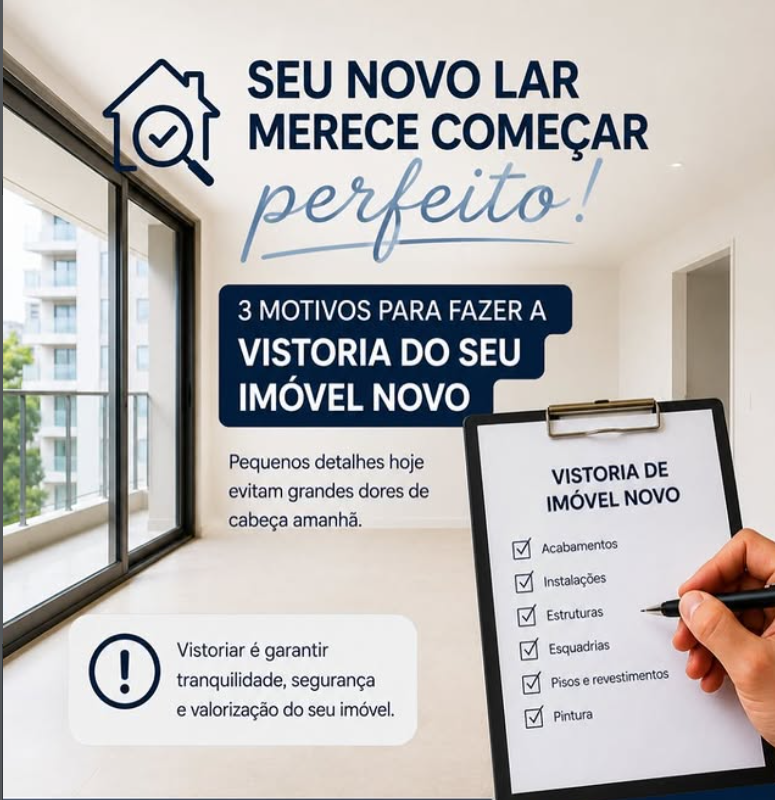 Material técnico com motivos para vistoriar o imóvel novo